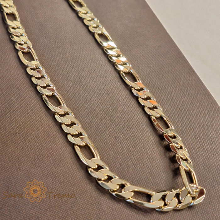 Lant masiv cuban placat cu aur de 14k - 56 cm [2]