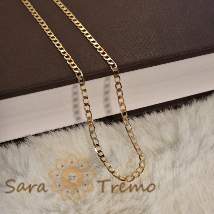 Lanț unisex cu zale clasice placat cu aur 18K [2]