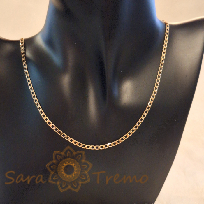 Lanț unisex cu zale clasice placat cu aur 18K [5]