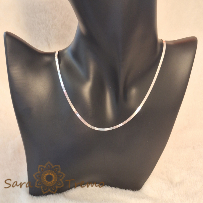 Lanț unisex din argint 925 - Model simplu tip bandă plata, lungime 44 cm [4]