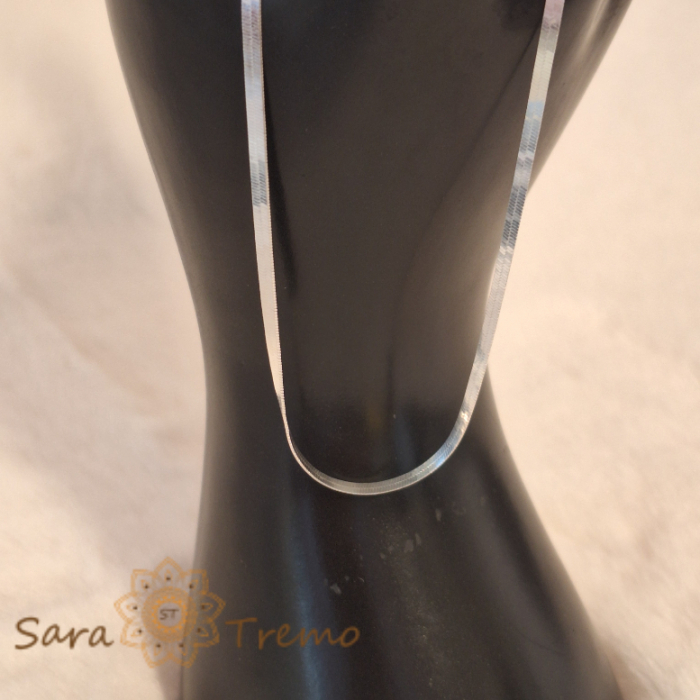 Lanț unisex din argint 925 - Model simplu tip bandă plata, lungime 44 cm [8]