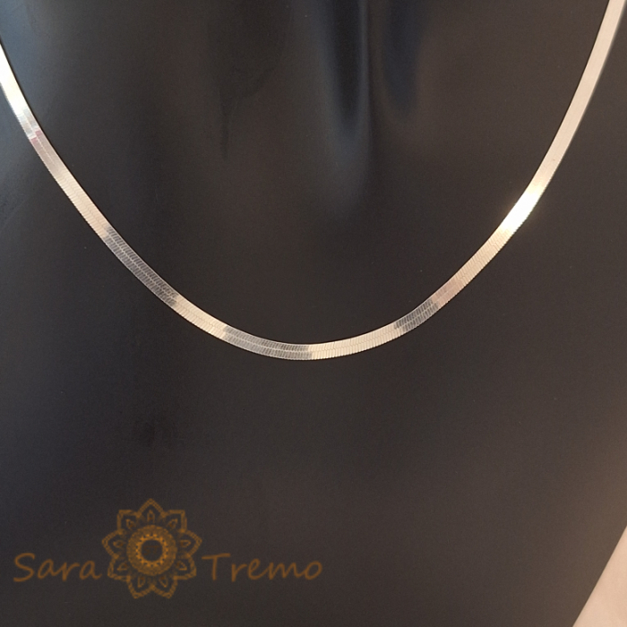 Lanț unisex din argint 925 - Model simplu tip bandă plata, lungime 44 cm [5]