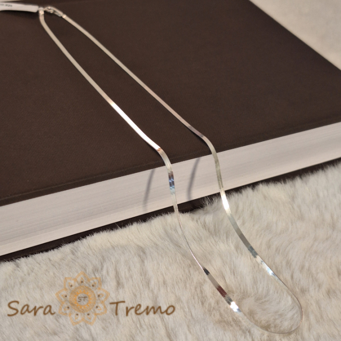 Lanț unisex din argint 925 - Model simplu tip bandă plata, lungime 44 cm [2]