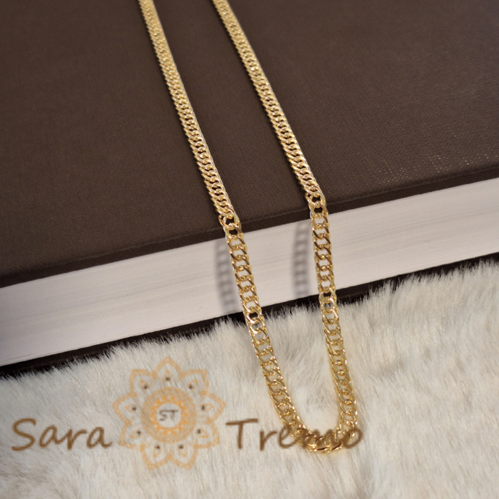 Lanț unisex masiv tip colan placat cu aur 18K - 55/60 cm [4]