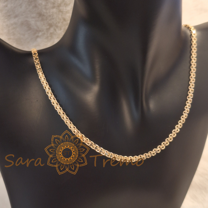 Lănțișor unisex placat cu aur – model șarpe împletit pe mijloc, 50 cm [6]