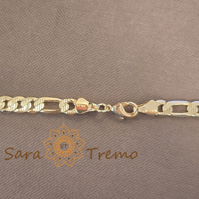 Lanț gros unisex placat cu aur – model 3 cu 1 texturat, 55 cm [5]