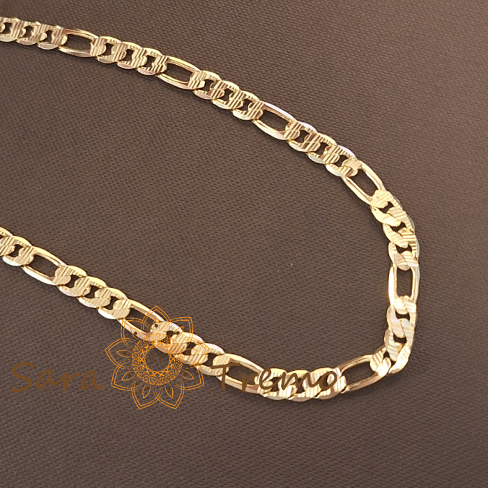 Lanț gros unisex placat cu aur – model 3 cu 1 texturat, 55 cm [4]