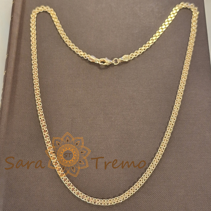 Lănțișor unisex placat cu aur – model șarpe împletit pe mijloc, 50 cm [3]