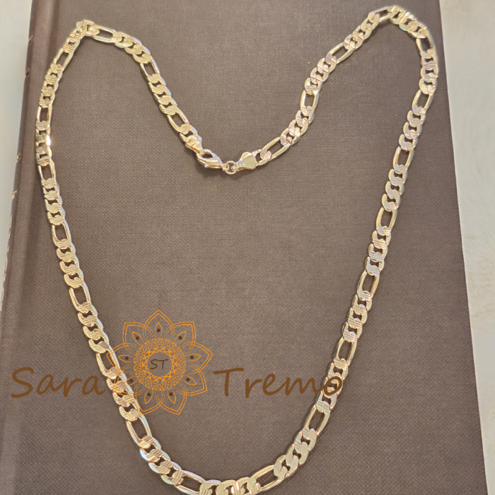 Lanț gros unisex placat cu aur – model 3 cu 1 texturat, 55 cm [3]