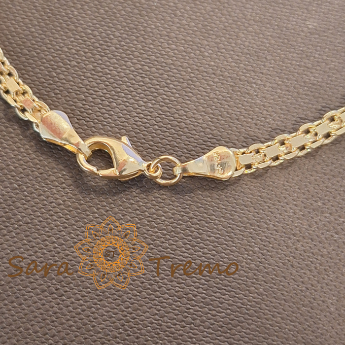 Lănțișor unisex placat cu aur – model șarpe împletit pe mijloc, 50 cm [4]