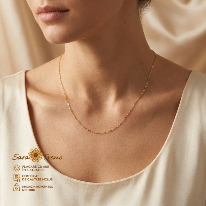 Lanț Fin Unisex Brazilia 50 cm, placat cu aur 18K | SaraTremo [2]