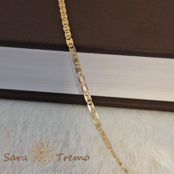 Lănțișor clasic cu plăcuțe gravate, unisex, placat cu aur, 55 cm [3]