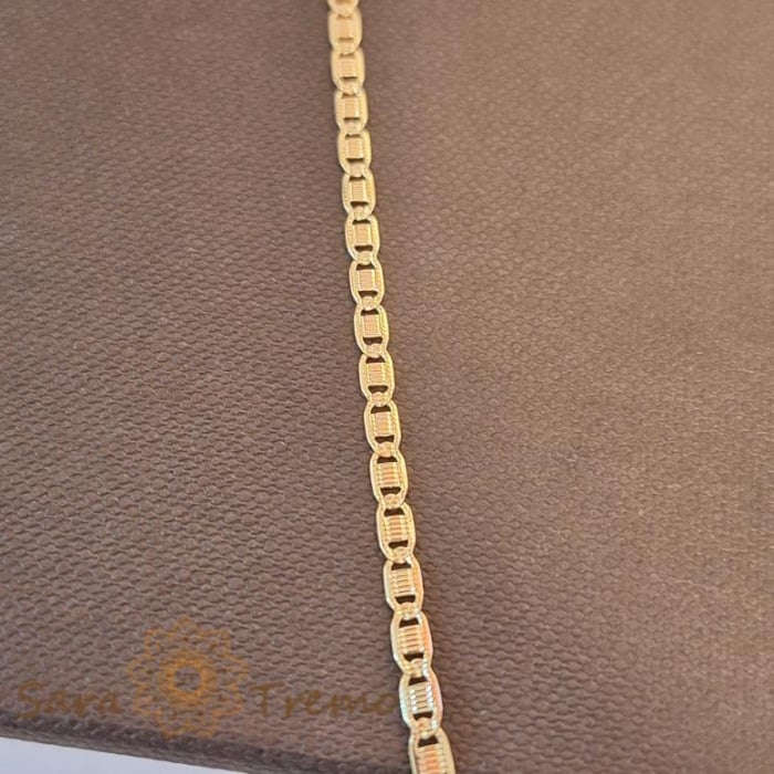 Lănțișor clasic cu plăcuțe gravate, unisex, placat cu aur, 55 cm [4]