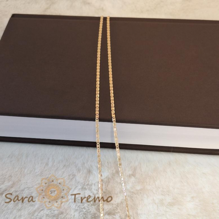 Lănțișor clasic cu plăcuțe gravate, unisex, placat cu aur, 55 cm [5]