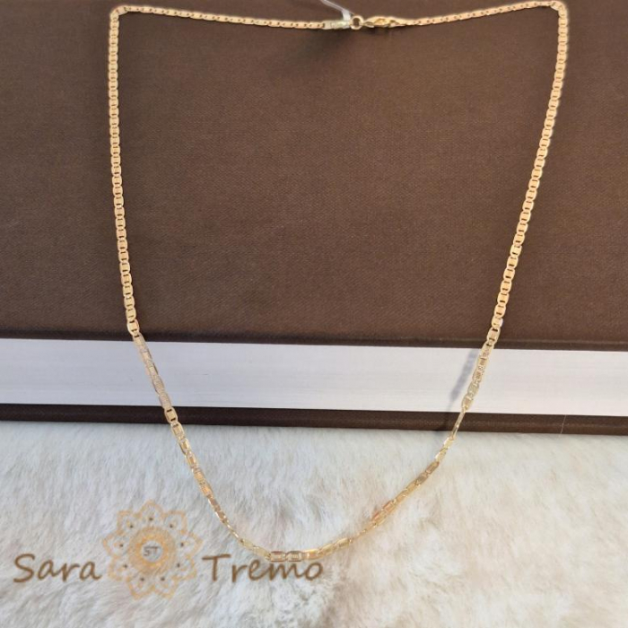 Lănțișor clasic cu plăcuțe gravate, unisex, placat cu aur, 55 cm [2]