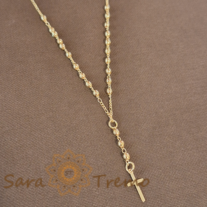 Lănțișor colier cu cruciuliță, 50 cm, placat cu aur [3]