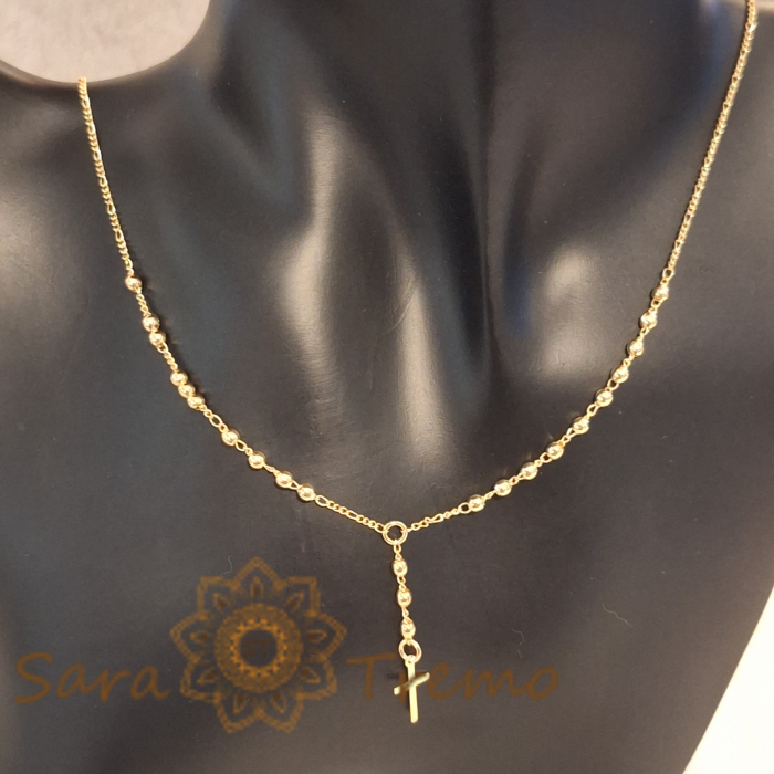 Lănțișor colier cu cruciuliță, 50 cm, placat cu aur [7]