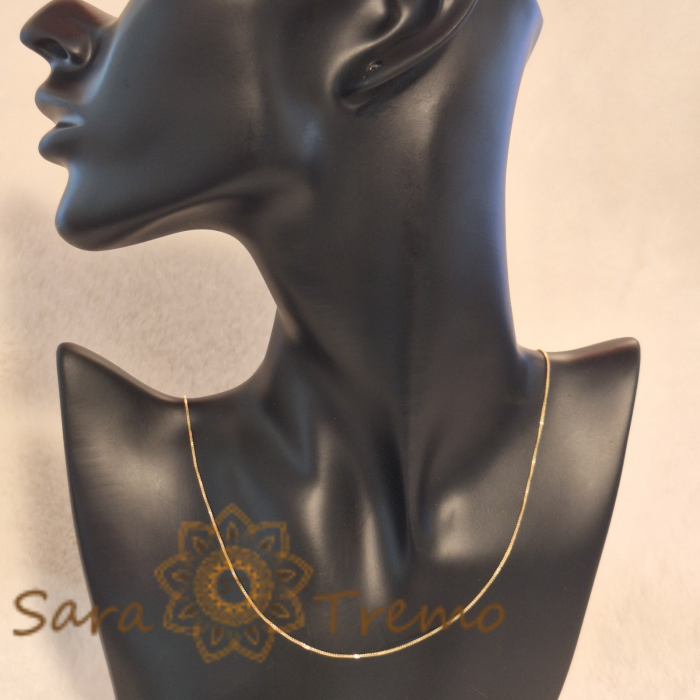 Lănțișor foarte fin placat cu aur 18K, tip șerpișor, 50 cm [1]