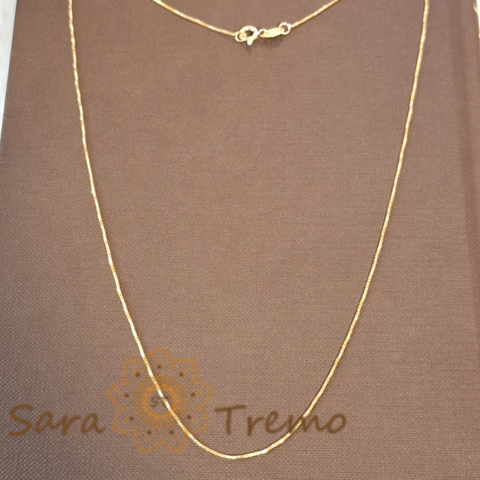 Lănțișor fin placat cu aur 18K, tip șarpe, 45 cm, unisex [3]