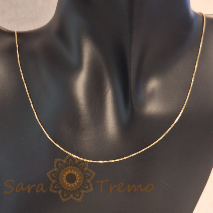 Lănțișor fin placat cu aur 18K, tip șarpe, 45 cm, unisex [8]