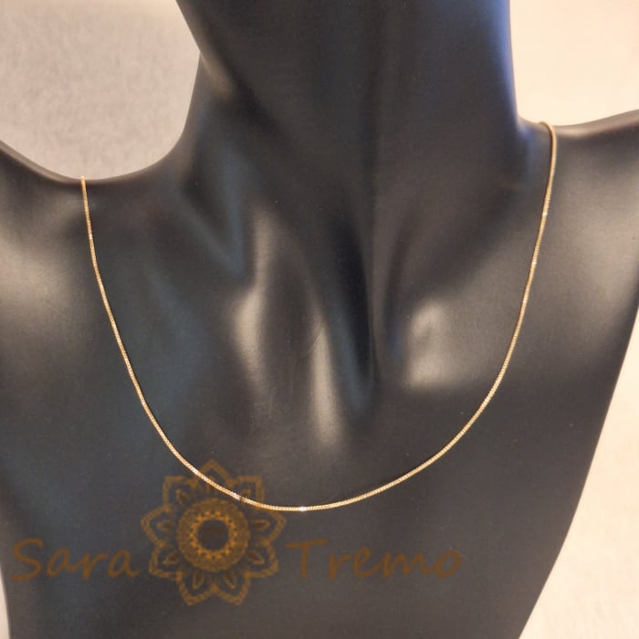 Lănțișor fin placat cu aur 18K, tip șarpe, 45 cm, unisex [7]