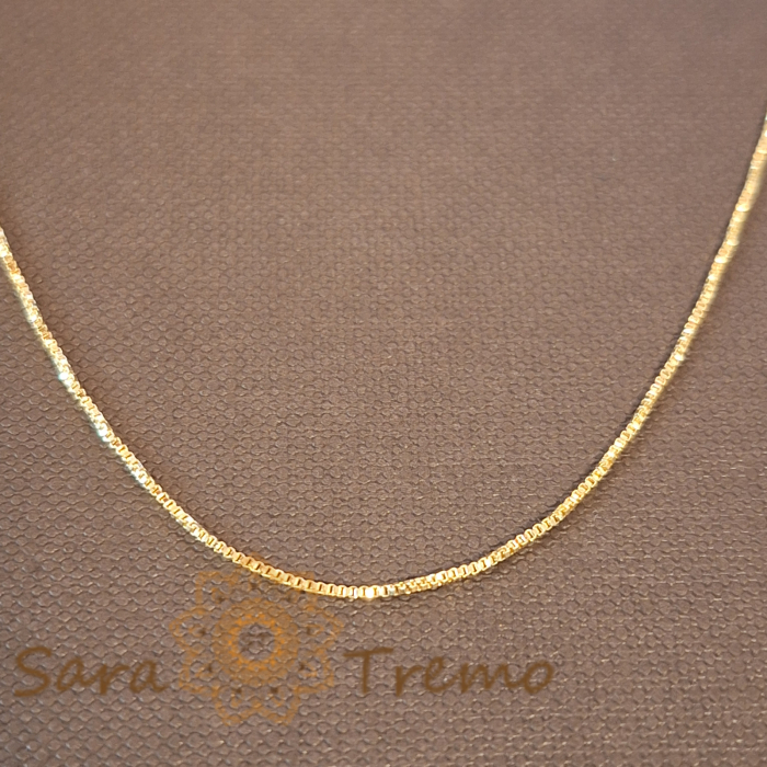 Lănțișor fin placat cu aur 18K, tip șarpe, 45 cm, unisex [4]