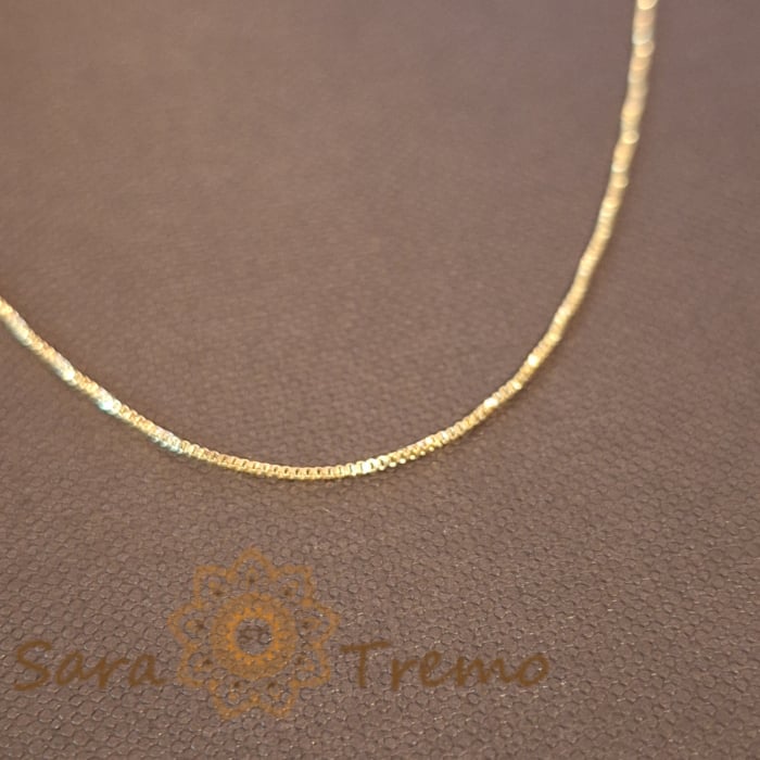 Lănțișor fin placat cu aur 18K, tip șarpe, 45 cm, unisex [5]