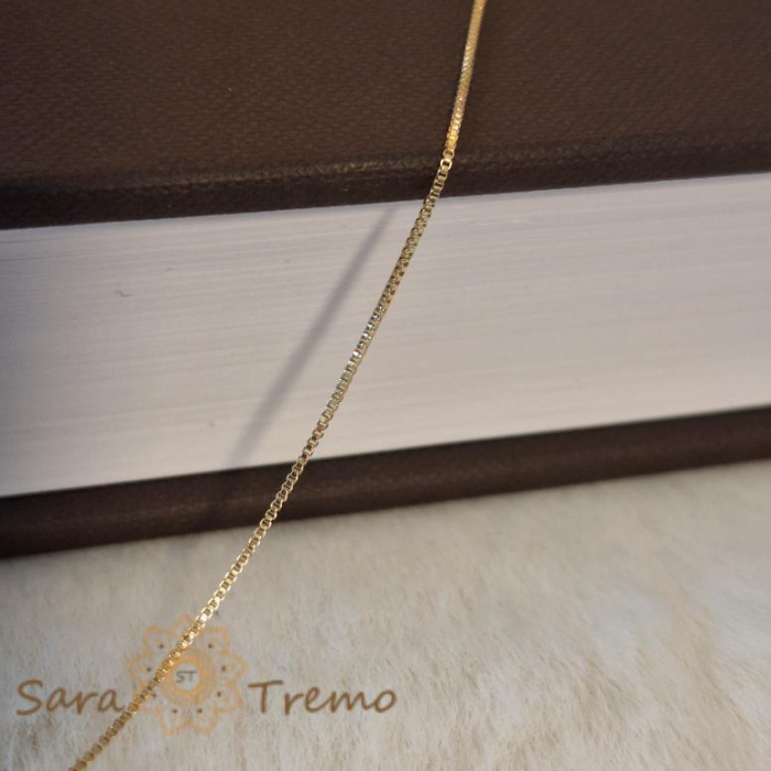 Lănțișor fin placat cu aur 18K, tip șarpe, 50 cm, unisex [4]