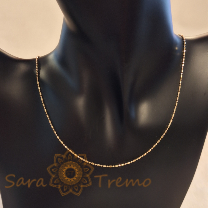 Lănțișor Malta fin unisex placat cu aur 18K, model butoiașe 1 cu 1 - 45/50 cm [6]