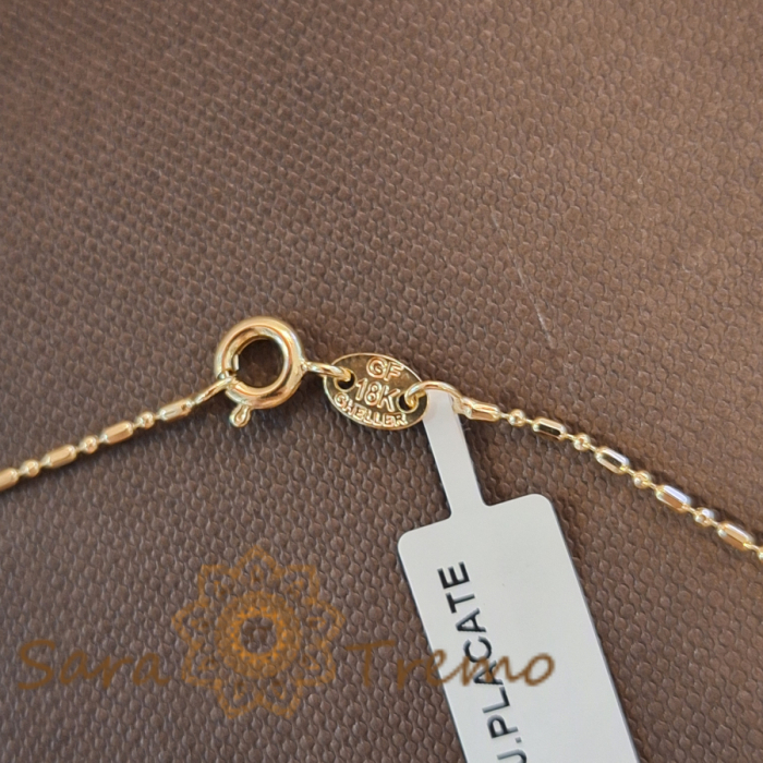 Lănțișor Malta fin unisex placat cu aur 18K, model butoiașe 1 cu 1 - 45/50 cm [5]