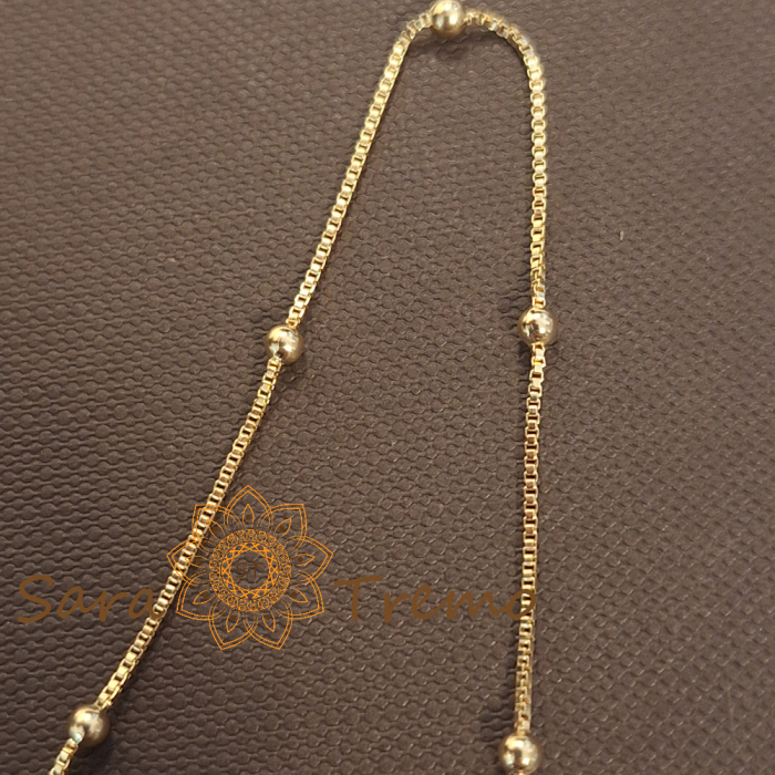 Lănțișor fin placat cu aur pentru femei – cu perle aurii, 50 cm [3]