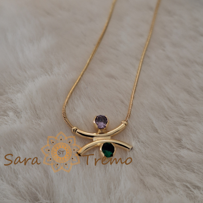 Colier Armonia – placat aur 18K cu zirconia ametist si smarald, Brazilia, stanta [1]
