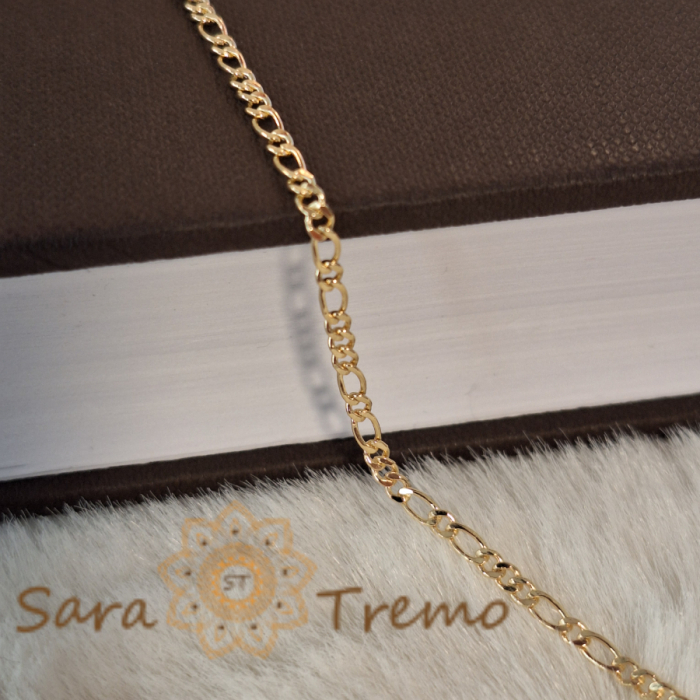 Lănțișor unisex clasic placat cu aur 18K, model 3-1-1-1 - 50/55 cm [6]