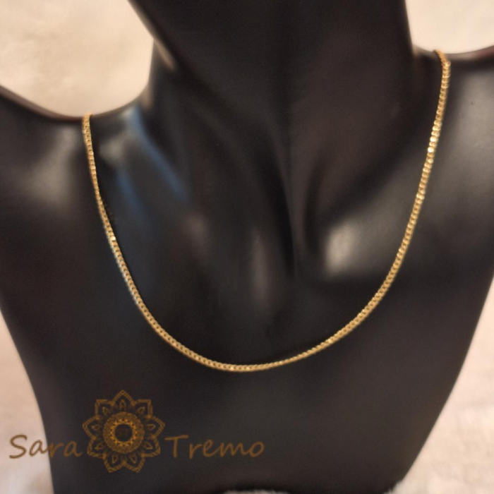 Lantisor unisex cu zale plate model continuu placat cu aur - 50 cm [5]