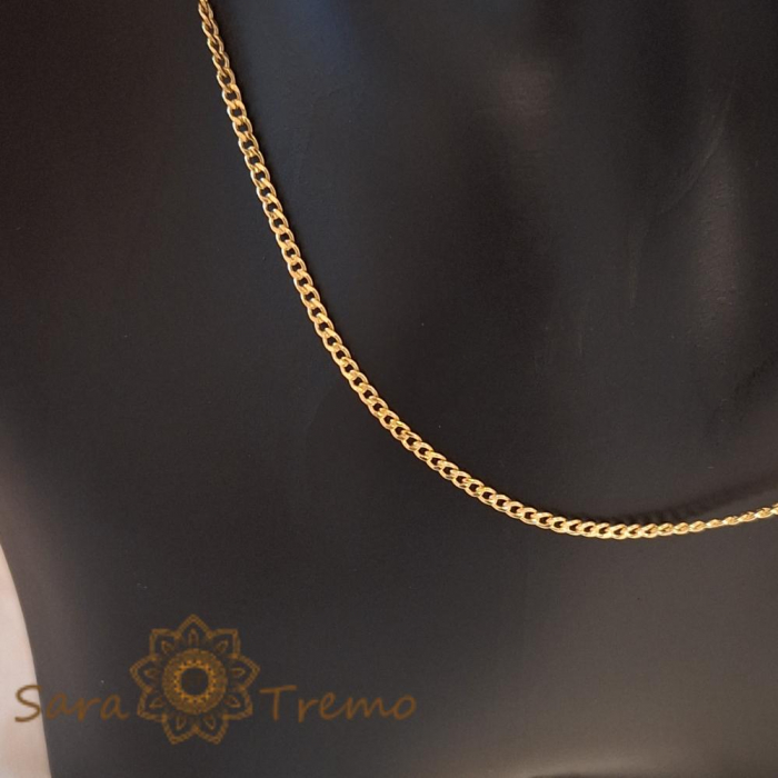 Lantisor unisex cu zale plate model continuu placat cu aur - 50 cm [6]