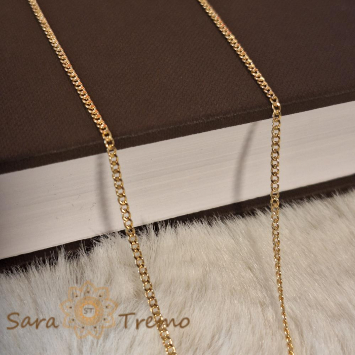 Lantisor unisex cu zale plate model continuu placat cu aur - 50 cm [3]