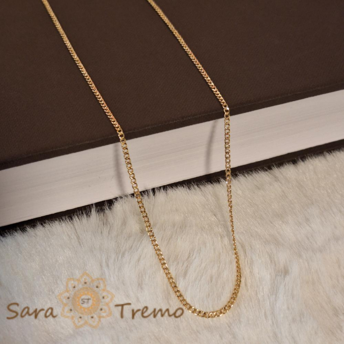 Lantisor unisex cu zale plate model continuu placat cu aur - 50 cm [2]