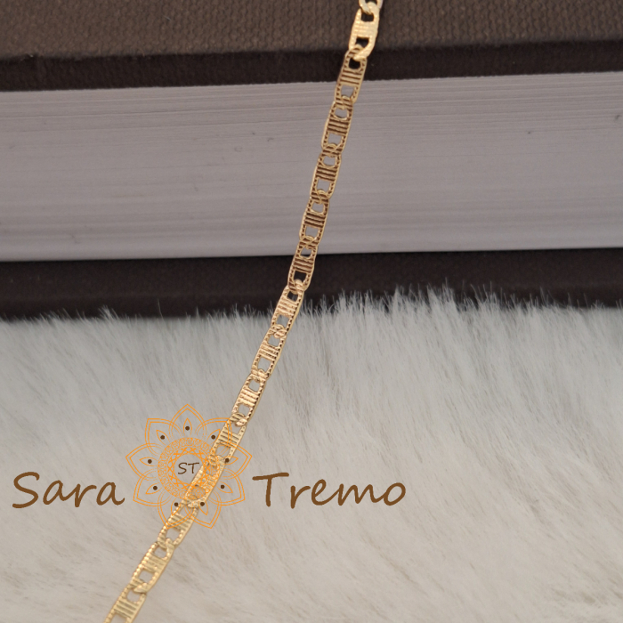 Lantisor unisex placat cu aur 18K Brazilia cu stanta – Linii Fine 50cm [4]