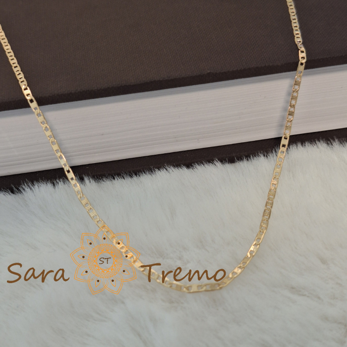 Lantisor unisex placat cu aur 18K Brazilia cu stanta – Linii Fine 50cm [3]