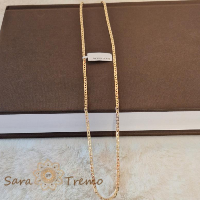 Lănțișor unisex placat cu aur, model sofisticat cu plăcuțe decupate, 50 cm [3]