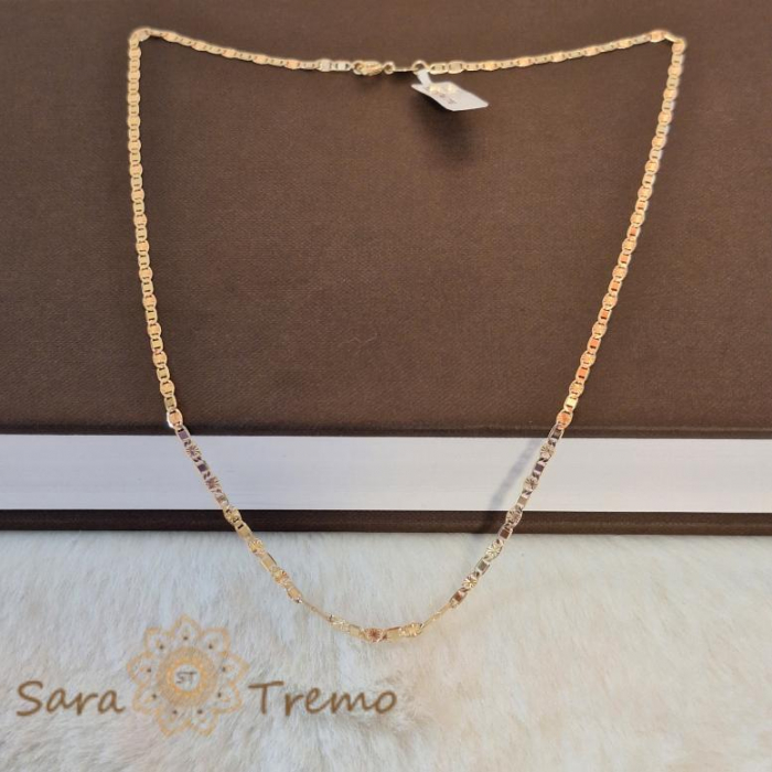 Lănțișor unisex placat cu aur, model sofisticat cu plăcuțe intercalate, 50/55 cm [8]