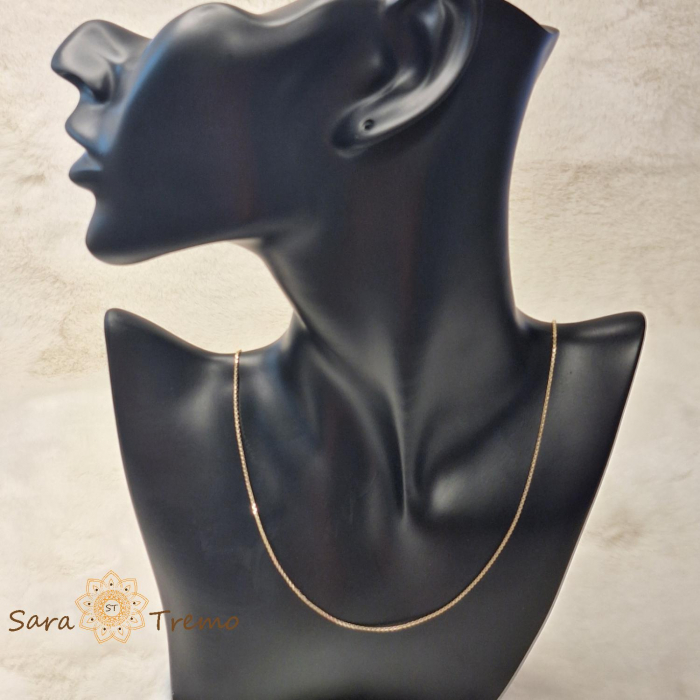 Lant fin unisex tip sarpe lungime 60 cm placat 14k [5]