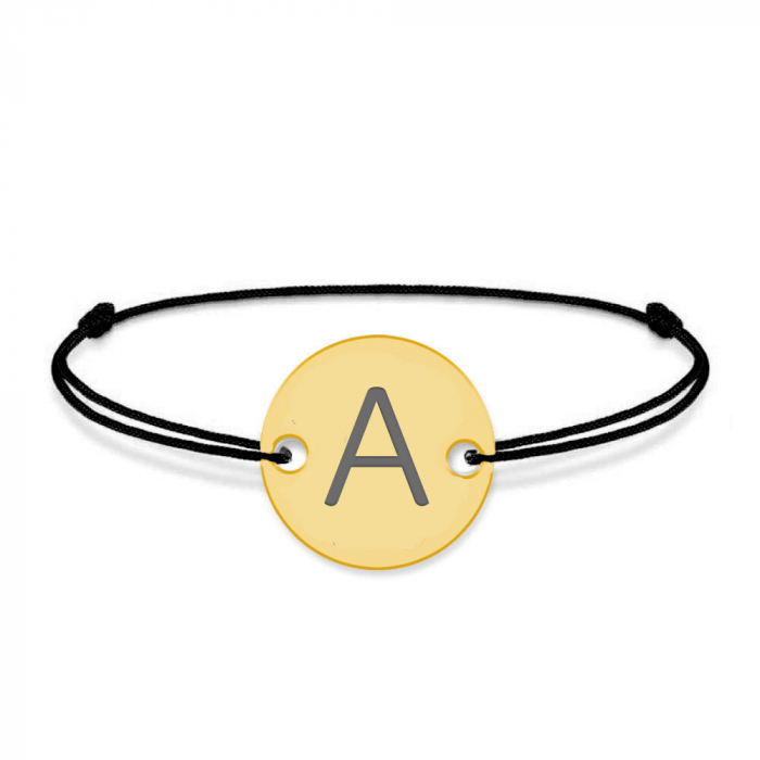 Lara - Bratara snur personalizata cu banut argint 925 placata cu aur galben 24K cu initiala [2]