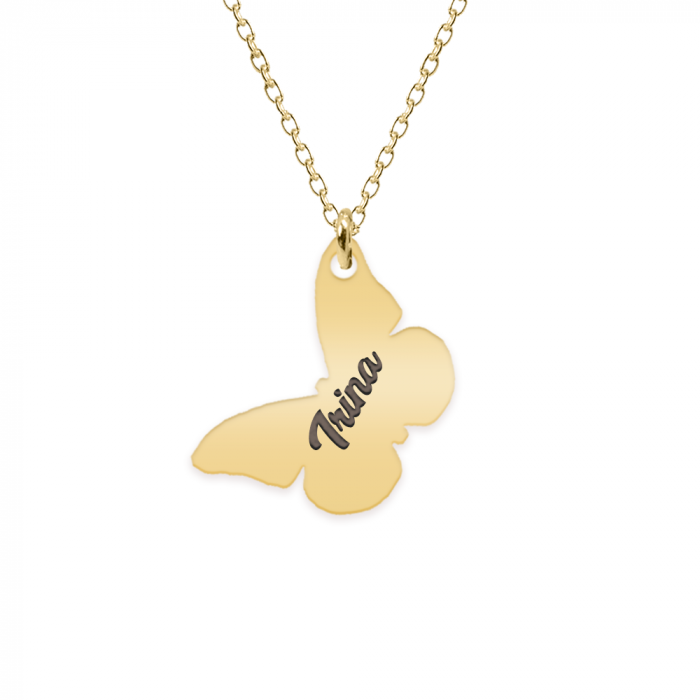 Letak - Colier personalizat cu fluturas din argint 925 placat cu aur galben 24K [2]