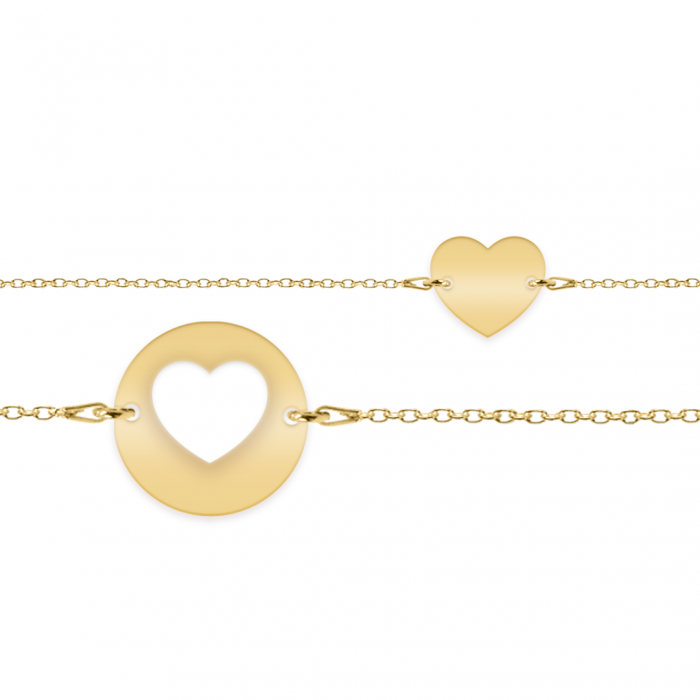 Life - Set bratari personalizate banut si inima cu nume din argint 925 placat cu aur galben 24K [2]