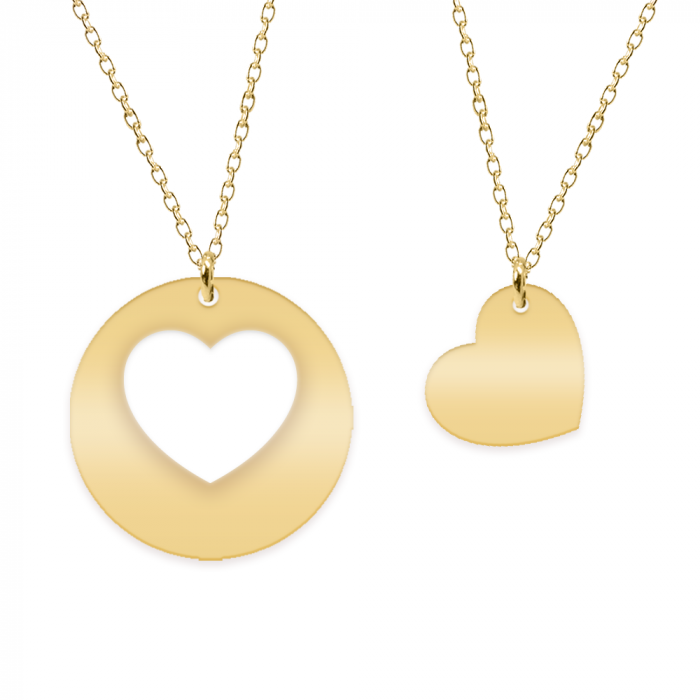 Life - Set coliere personalizate banut si inima cu nume din argint 925 placat cu aur galben 24K [2]
