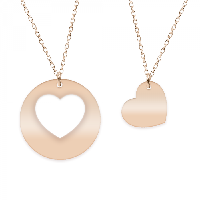 Life - Set coliere personalizate banut si inima cu nume din argint 925 placat cu aur roz [2]