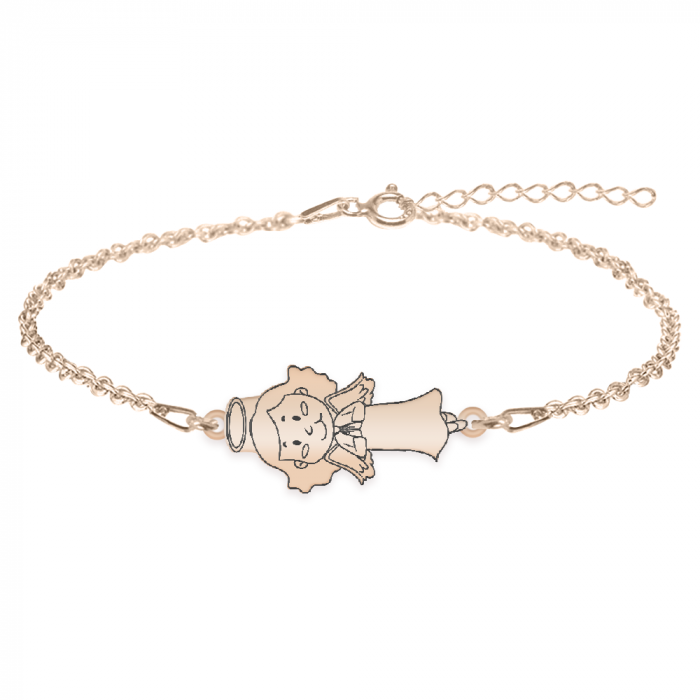 Little Angel - Bratara personalizata fetita ingeras din argint 925 placat cu aur roz [2]