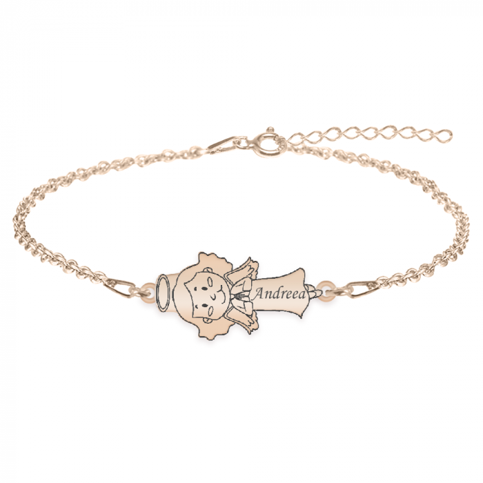 Little Angel - Bratara personalizata fetita ingeras din argint 925 placat cu aur roz [1]