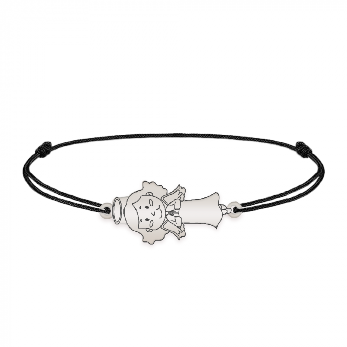 Little Angel - Bratara personalizata snur fetita ingeras din argint 925 [3]